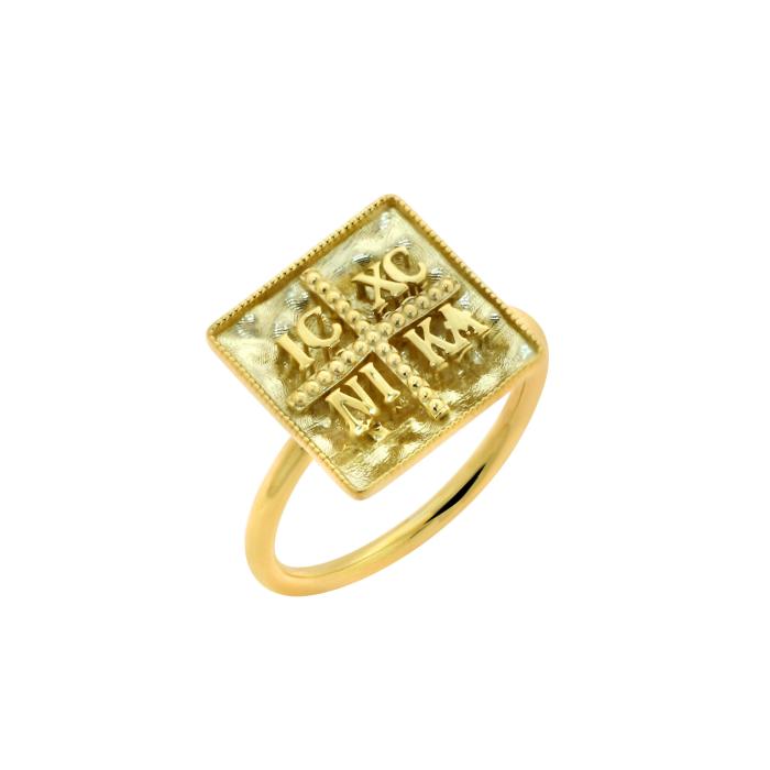 Βυζαντινό Δαχτυλίδι Φυλαχτό Κωνσταντινάτο  Χρυσός K9 SKU-82658