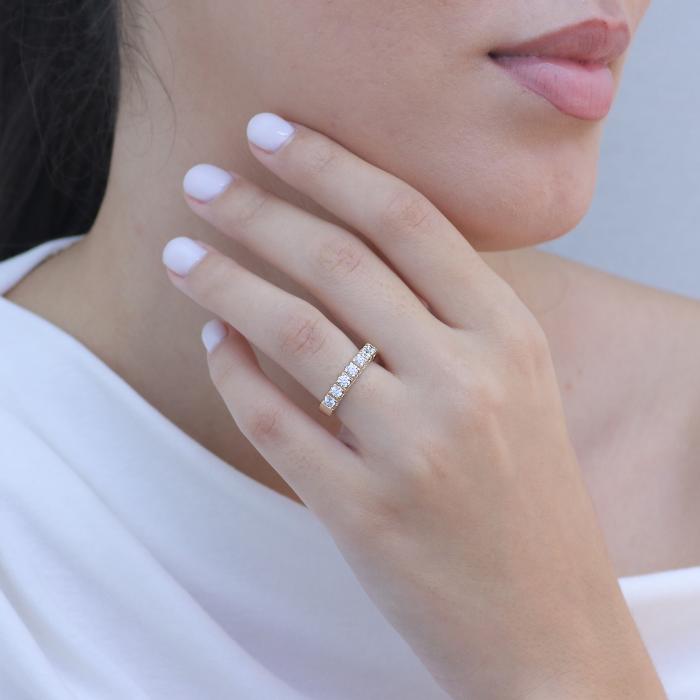 Δαχτυλίδι Σειρέ Μισόβερο Χρυσός K14 με Λευκά Ζιργκόν SKU-82784