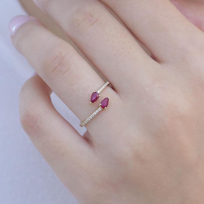 Δαχτυλίδι Χρυσός K18 με Διαμάντια & Ρουμπίνια SKU-82958