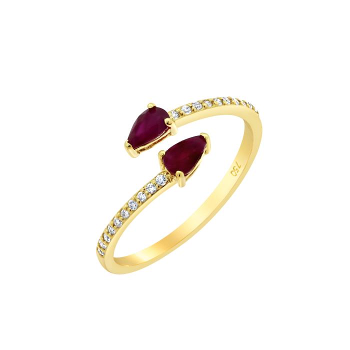 Δαχτυλίδι Χρυσός K18 με Διαμάντια & Ρουμπίνια SKU-82958