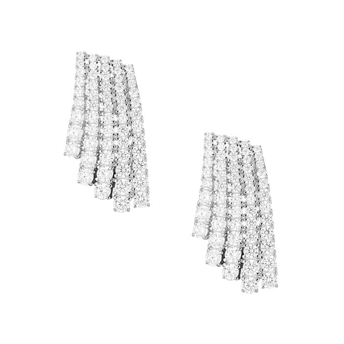 Σκουλαρίκια κρέμαστα Ασήμι 925° με Λευκά Ζιργκόν. SKU-82242