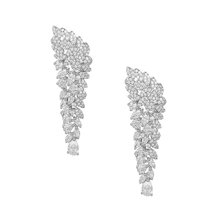 Κρεμαστά Σκουλαρίκια Λευκά Ζιργκόν Ασήμι 925° SKU-82248