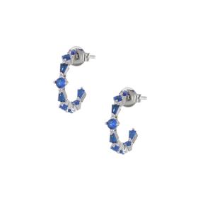 Σκουλαρίκια Κρίκοι με Μπλε Ζιργκόν Ασήμι 925° SKU-82308