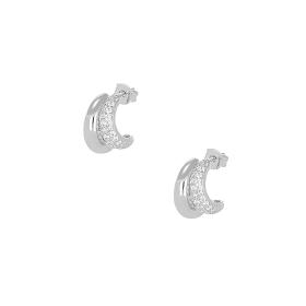 Σκουλαρίκια Κρίκοι με Λευκά Ζιργκόν σε Ασήμι 925° . SKU-82402