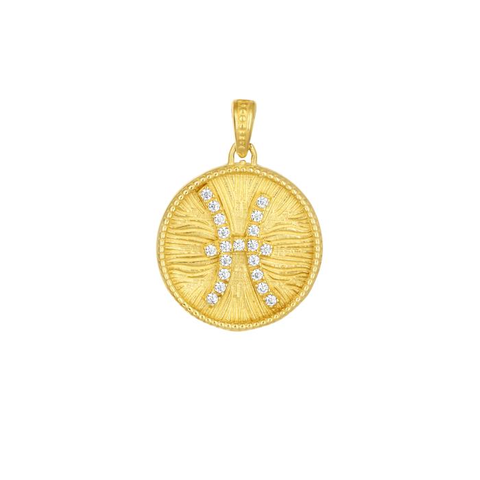 Ζώδιο Ιχθύς Χρυσός K9 με Λευκά Ζιργκόν SKU-82695