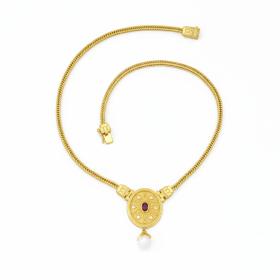 Κολιέ σε Βυζαντινό Ύφος Ασήμι 925° με Ζιργκόν & Πέρλα SKU-82177