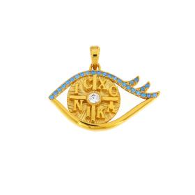 Παιδικό Φυλαχτό Ματάκι Χρυσό K9 με Ζιργκόν, SKU-82598