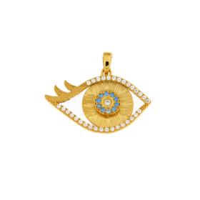 Παιδικό Φυλαχτό Ματάκι Χρυσό K9 με Ζιργκόν, SKU-82598