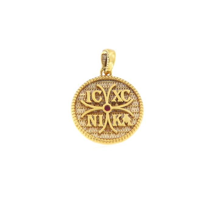 Φυλαχτό Κωνσταντινάτο Διπλής Όψης Χρυσός K9 Ζιργκόν SKU-82704