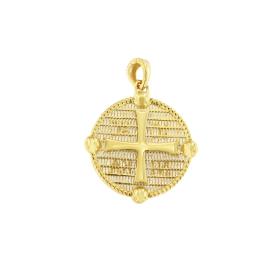 Φυλαχτό Κωνσταντινάτο Διπλής Όψεως Χρυσός K9 με Μαργαριτάρια & Ζιργκόν SKU-82714