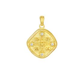 Φυλαχτό Παναγία Διπλής Όψεως Χρυσός K9 με Λευκά Ζιργκόν SKU-82722