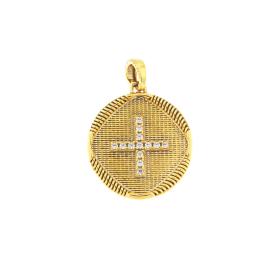 Φυλαχτό Κωνσταντινάτο Διπλής Όψεως με Ζιργκόν Χρυσός K9 SKU-82725