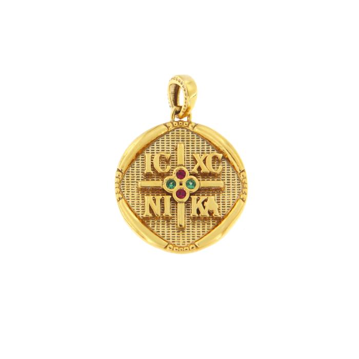 Φυλαχτό Κωνσταντινάτο Διπλής Όψεως με Ζιργκόν Χρυσός K9 SKU-82725