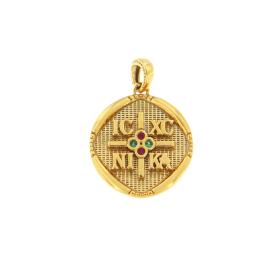 Φυλαχτό Κωνσταντινάτο Διπλής Όψεως με Ζιργκόν Χρυσός K9 SKU-82725