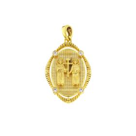 Φυλαχτό Κωνσταντινάτο Διπλής Όψεως Χρυσός K9 με Ζιργκόν SKU-82727