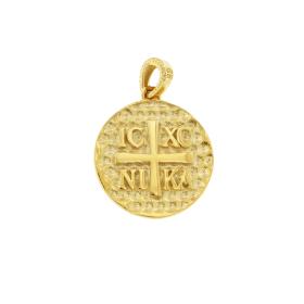 Φυλαχτό Κωνσταντινάτο Διπλής Όψεως με Ζιργκόν Χρυσός K9 SKU-82729