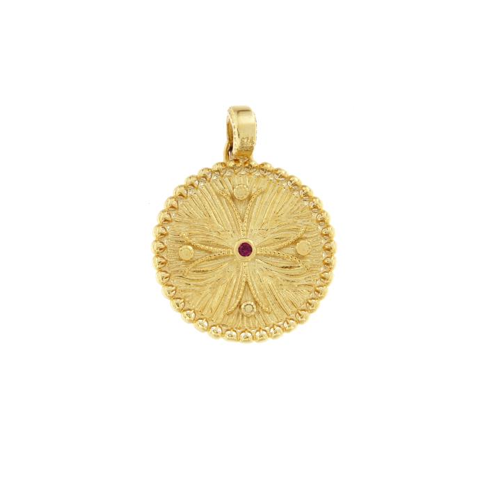 Φυλαχτό Κωνσταντινάτο Διπλής Όψεως Χρυσός K9 με Ζιργκόν SKU-82732