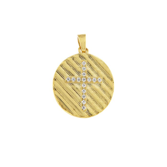 Φυλαχτό Κωνσταντινάτο Διπλής Όψεως Χρυσός K9 με Ζιργκόν SKU-82734