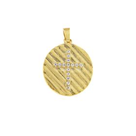 Φυλαχτό Κωνσταντινάτο Διπλής Όψεως Χρυσός K9 με Ζιργκόν SKU-82734