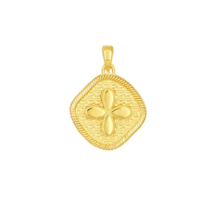 Φυλαχτό Κωνσταντινάτο Διπλής Όψεως Χρυσός K9 με Λευκό Ζιργκόν SKU-82750