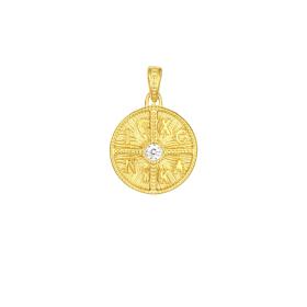 Παιδικό Φυλαχτό Κωνσταντινάτο Διπλής Όψεως Χρυσός K9 με Λευκό Ζιργκόν SKU-82752