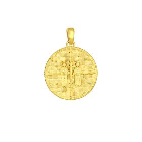 Φυλαχτό Κωνσταντινάτο Διπλής Όψεως με Λευκά Ζιργκόν Χρυσός K9 SKU-82753