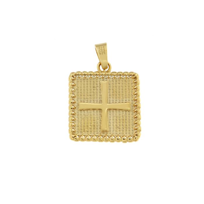 Φυλαχτό Κωνσταντινάτο Διπλής Όψης Χρυσός K9 Κόκκινο Ζιργκόν SKU-82761