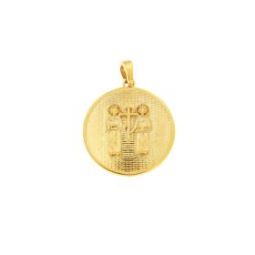 Παιδικό Φυλαχτό Κωνσταντινάτο Διπλής Όψης  Χρυσό K9 με Ζιργκόν SKU-82764