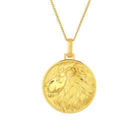 Μενταγιόν Διπλής Όψης Κεφαλή Λιονταριού & Θαλάσσια Χελώνα Χρυσός K18 SKU-82588