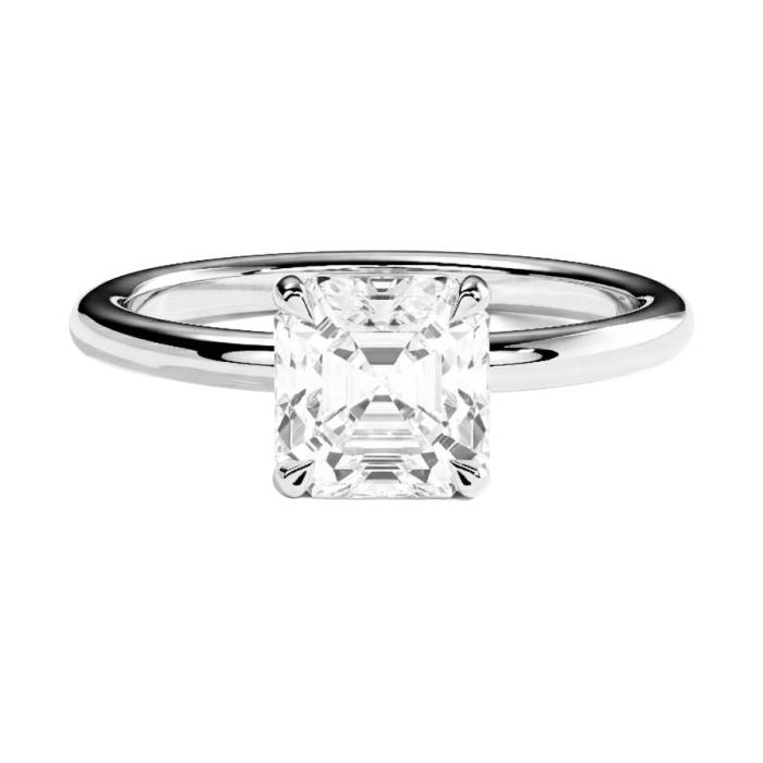 Μονόπετρο Δαχτυλίδι με Lab Grown Diamond Asscher Λευκόχρυσος K18 SKU-82546
