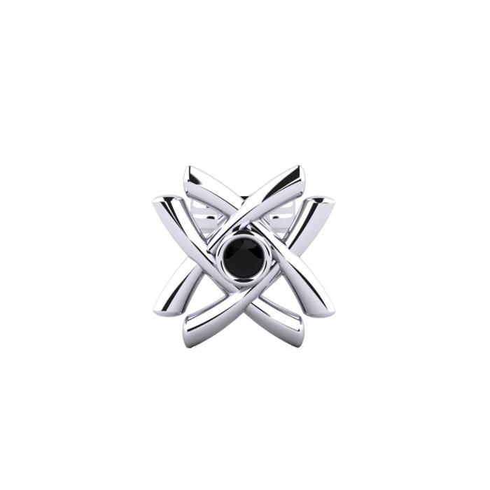 Σκουλαρίκι Ανδρικό Μονό με Μαύρο Διαμάντι Λευκόχρυσος K9 SKU-82918