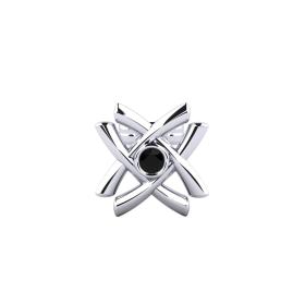 Σκουλαρίκι Ανδρικό Μονό με Μαύρο Διαμάντι Λευκόχρυσος K9 SKU-82918