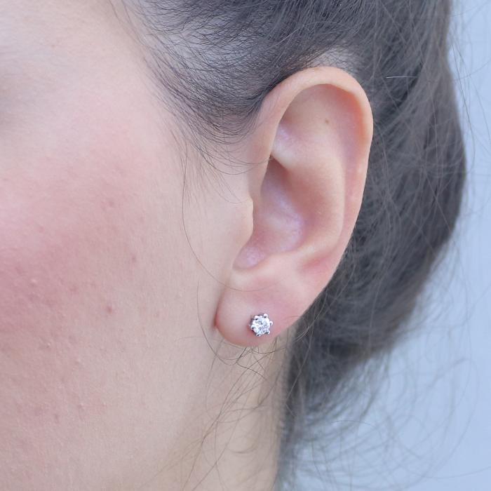 Σκουλαρίκι Μονό με Lab Grown Diamonds Λευκόχρυσος Κ14 SKU-82445