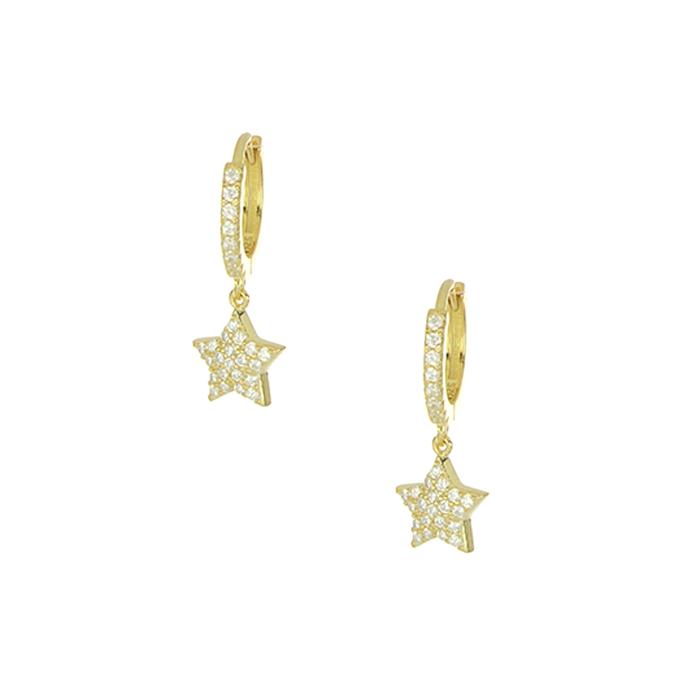 Σκουλαρίκια Κρίκοι Ασήμι 925° με Αστέρι & Ζιργκόν SKU-82377