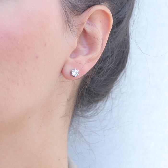 Σκουλαρίκια Μονόπετρα με Lab Grown Diamonds Λευκόχρυσος Κ14 SKU-82443