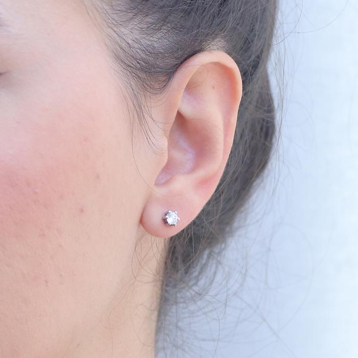 Σκουλαρίκια Μονόπετρα με Lab Grown Diamonds Λευκόχρυσος Κ14 SKU-82444