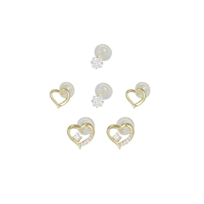 Σκουλαρίκια Σετ Καρδιές Ασήμι 925°  Λευκά Ζιργκόν. SKU-82338