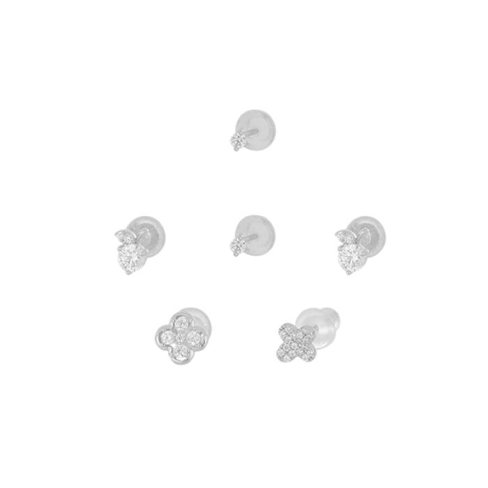 Σετ Σκουλαρίκια Ασήμι 925° με Λευκό Ζιργκόν SKU-82342