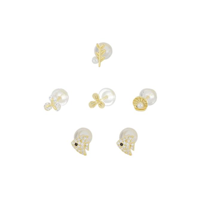 Σετ Σκουλαρίκια Ασήμι 925° Ζιργκόν και Πέρλα SKU-82345