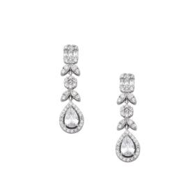 Σκουλαρίκια Κρεμαστά με Λευκά Ζιργκόν Ασήμι 925° SKU-82201