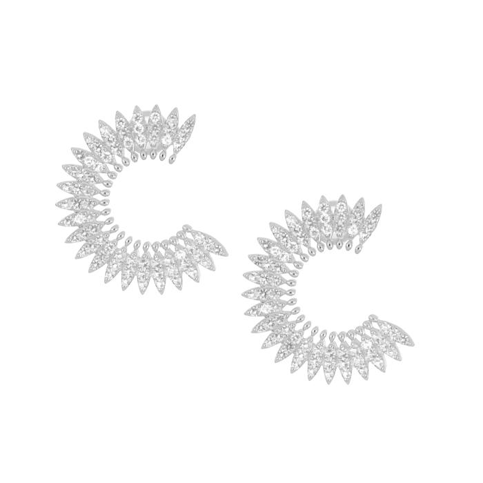 Σκουλαρίκια με Λευκά Ζιργκόν Ασήμι 925° SKU-82234