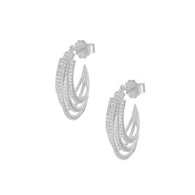 Σκουλαρίκια Κρίκοι Ασήμι 925° Λευκά Ζιργκόν SKU-82244