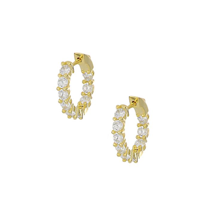 Σκουλαρίκια Κρίκοι Ασήμι 925° Λευκά Ζιργκόν. SKU-82291