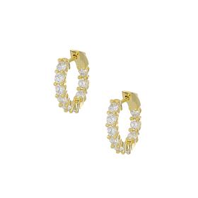 Σκουλαρίκια Κρίκοι Ασήμι 925° Λευκά Ζιργκόν. SKU-82291