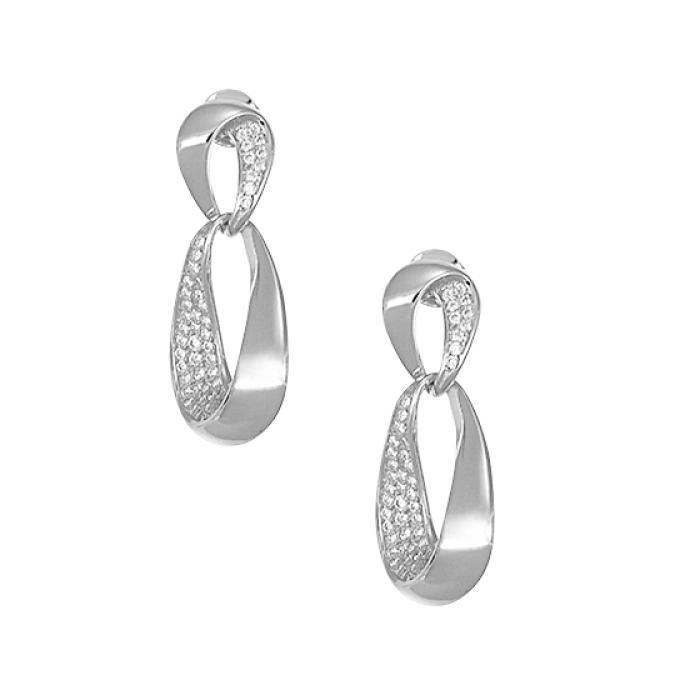 Γυναικεία Σκουλαρίκια Ασήμι 925° με Λευκό Ζιργκόν. SKU-82296