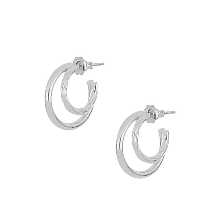 Σκουλαρίκια Κρίκοι από ασήμι 925 με Λευκό Πλατίνωμα. SKU-82298