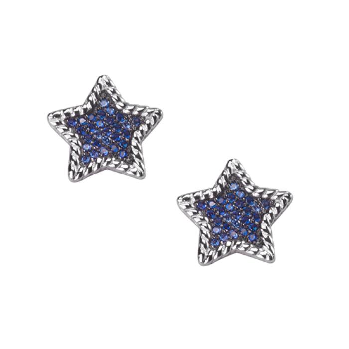 Σκουλαρίκια Αστέρια Ασήμι 925° με μπλε Ζιργκόν SKU-82319