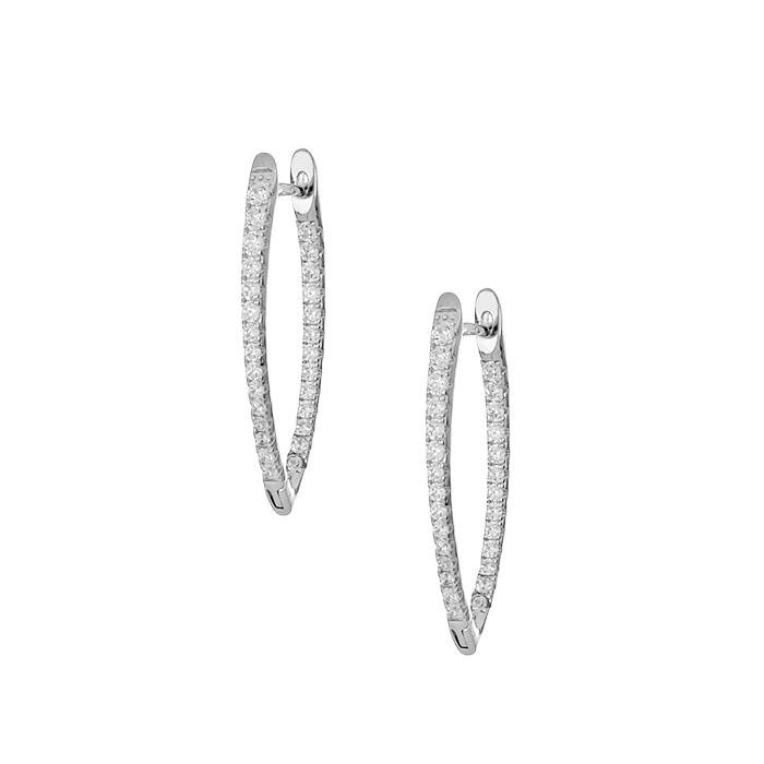 Σκουλαρίκια Κρίκοι Ασήμι 925° Λευκά Ζιργκόν SKU-82325