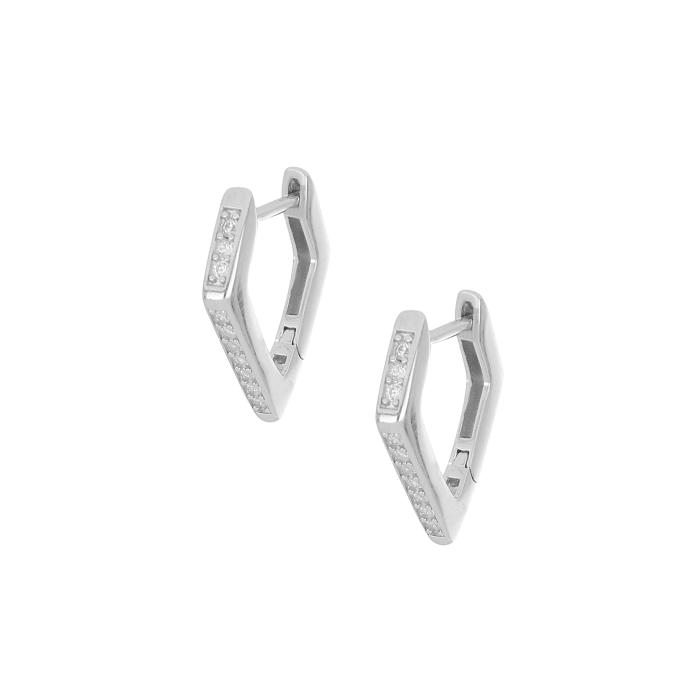 Σκουλαρίκια Κρίκοι με Λευκά Ζιργκόν Ασήμι 925° SKU-82354