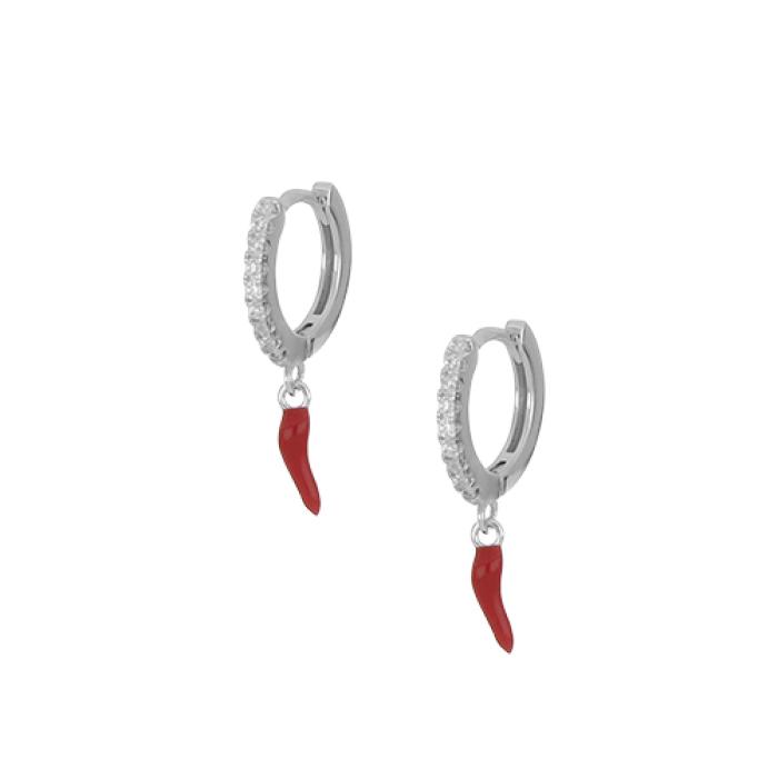 Σκουλαρίκια Κρίκοι  Ασήμι 925° και Ζιργκόν. SKU-82370